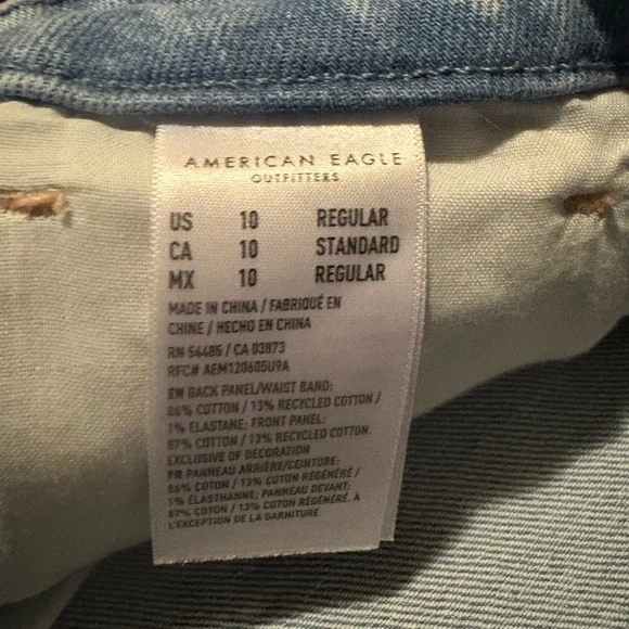 American Eagle Outfitters Light Blue Distressed Straight Leg Jeans - Picture 4 of 5